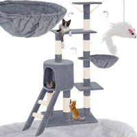 Arbre à chat en panneau de fibres et sisal 144cm anti-basculement gris