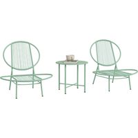 Ensemble bistro 3 pièces en polyrotin résistant aux intempéries, set de mobilier de jardin avec table bistro et chaises de jardin en forme de coquillage, vert