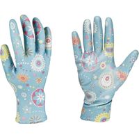 GREENGERS - GANTS DE TRAVAIL, JARDINAGE - GANTS JARDINAGE EN POLYESTER ENDUITS DE NITRILE BLEU - MOTIF FLEURS - TAILLE T8 - UNIS