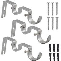 3 Pcs Support de Tringle à Rideau Double Tringle à Rideau Pole Holder Rideau Drapery Rod Supports pour Barre de Rideaux Étiquette