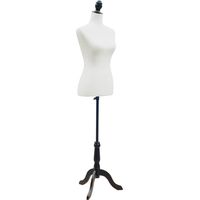 Torse de mannequin, buste de couture, mannequin de vitrine, mousse, bois, métal, blanc