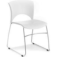 Lot de 2 chaises de conférence SOLE avec structure en fil de fer chromé en métal, siège et dossier blancs