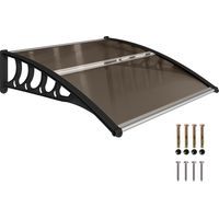 Tettoia da Esterno in Policarbonato per Porte e Finestre con Kit Montaggio 103x96.5x27cm - Marrone