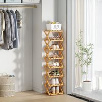 8-layer Original Color Foldable Bamboo Shoe Rack, No Installation Required, 26cm W x 26cm D x 122cm H