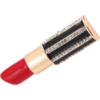 Broche à rouge à lèvres en strass, forme de rouge à lèvres