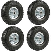 Yaheetech Lot de 4pcs Roue Increvable Remorque pour Diable Brouette Chariot Jante en Acier 255 mm