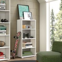 Kompaktes Bücherregal mit drei verstellbaren Regalen, weiß, Betonhintergrund
