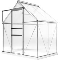 Outsunny Serra da Giardino Policarbonato 2.5㎡ con Fondazione, Grondaie, Argento