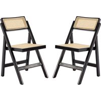 Wahson 2 Sillas de Comedor con Respaldo Sillas Plegables sin Brazos con Estructura de Madera Sillas de ocio Rústicas para Cocina Salón Balcón, Negro