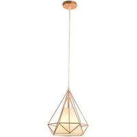 LUSTRE CAGE MÉTALLIQUE RÉTRO INDUSTRIEL E27, SUSPENSION VINTAGE, OR ROSE, SJ100