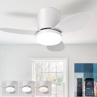 Lampe Ventilateur Plafond Silencieux Avec Télécommande, Petit Ventilateur Plafonnier Avec Lumiere Intégrée, Luminaire Ventilateur Plafonnier Design Pour Chambre, Reversible Motore DC, 6 Vitesses-White