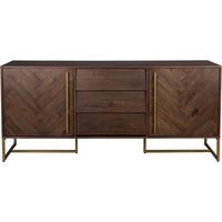 Buffet 2 portes 3 tiroirs 180x45x80 cm marron et laiton - CLASS