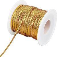 Cordon tressé en nylon doré métallisé de 109 yards (98 m) pour dreadlocks, 1/8" (3 mm), avec paillettes scintillantes