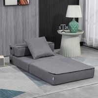 Schlafsofa/Sessel mit 1 abnehmbarem Kissen, grauer Stoff