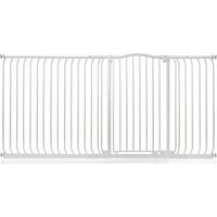 Bettacare Extra Tall Curved Top Dog Gate, 207cm - 216cm, Matt White, Extra Tall 100cm in Height, Pressure Fit Pet Gate