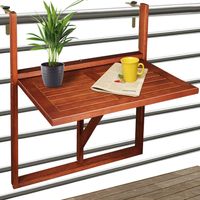 Hanging balcony table acacia wood foldable 65x45x87cm