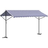 Auvent autoportant bleu et blanc 400x300 cm tissu et acier