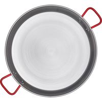 Padella Per Spaghetti All' Assassina Tegame in Ferro Spazzolato, Manici Rossi, per Cottura Tradizionale 34 cm