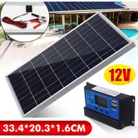 Tragbares 10W 12V monokristallines Solarpanel – Abmessungen 335x205x16mm – 30A Laderegler – Kabel inklusive für Häuser, Wohnmobile, Boote