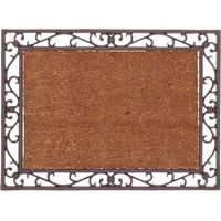 Paillasson rectangulaire 75 x 55 cm – Fonte et coco – Design victorien – Brosses en coco pour salissures tenaces – Best For Boots