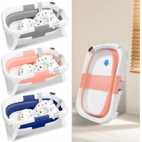 Randaco Baignoire bébé pliable avec thermomètre et coussin de bain - Baignoire bébé pliable - Baignoire bébé - Rose