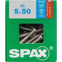 SPAX Terrassenschraube, 5 x 50 mm, 60 Stück, Fixiergewinde, Zylinderkopf, T-STAR plus T25, CUT-Spitze - 4507000500507