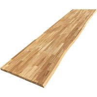 Plan de travail en chêne massif pré-huilé – Bord naturel – L.250 x l.65 cm – Ép.36 mm – Résistant à l'humidité et aux taches