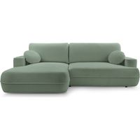 Selsey Fuerro – Canapé d'angle convertible, coffre de rangement, angle à gauche, tissu structuré déperlant, Vert sauge