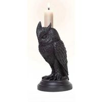 Joefnel Gothic Owl Candle Stick Holder, Black Resin Candle Holder Candle Stand, Occult Dark Gothic Home Decor Accessory, Halloween Candlestick Decoration for Home Garden (Owl)