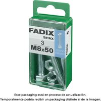 Box mit 3 Einheiten metrischer Schraube mit Sechskantkopf und Zinkmutter M 8x50mm Fadix