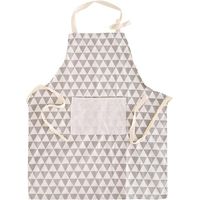 2-teilige graue und weiße Küchenschürze aus Baumwolle mit verstellbarem Kragen und Mitteltasche für Köche, Damen/Herren (69,5 cm x 58,5 cm)