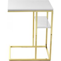 Table basse fait main en acier inoxydable ENE 48x35 blanc et or