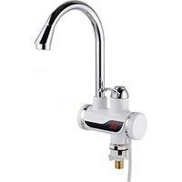 Calentador de tanque de cocina Grifo eléctrico instantáneo Grifo de calentamiento rápido de agua caliente eléctrica con pantalla de temperatura Enchufe europeo Calentador de agua eléctrico digital Gri