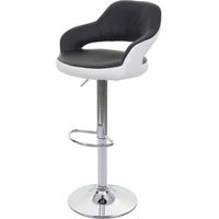 Tabouret de bar HHG-737, tabouret pivotant, avec dossier simili cuir, noir-blanc