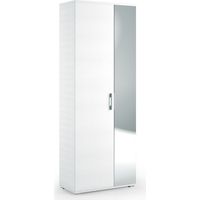 Mobile Multiuso Per Il Bagno H 195Cm Bianco Con 1 Anta E Specchio