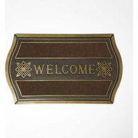 HOMESCAPES Paillasson caoutchouc bord arrondi Welcome Or 75 x 45 cm