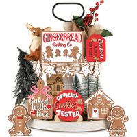 Christmas Tiered Tray Decorations, Table Toppers, Christmas Party Decorations (12pcs)
