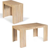 Idmarket – Table console extensible 140 cm – Bois façon hêtre – 6 personnes – Dimensions repliée 90x45 cm – Idéale pour espaces réduits