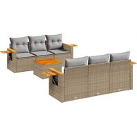 Salon de jardin avec coussins 7 pcs Mobilier de jardin beige résine tressée