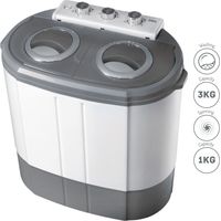 Mini machine à laver portable 3kg – 2 compartiments – Lavage 15 min – Essorage 5 min – Économie d'eau et d'énergie – Dimensions 54x35x57 cm – Briebe