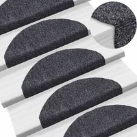 Tapis d'escalier autocollants 15 pièces 65 x 21 x 4 cm Gris foncé Demi-rond Grand vidaXL