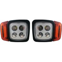 LED-Scheinwerfer-Set mit Blinker, geeignet für Traktor, Mähdrescher, Bagger, Schneepflug usw. - 4 Dioden (12 W, 1000 lm pro Leuc