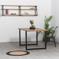 Mesa de comedor Uley 180x80x75cm Negra en madera maciza de pino acabado vintage estilo industrial Box Furniture
