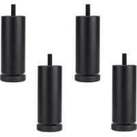 Lot de 4 Pieds de canapé en Alliage d'aluminium - Réglables de Hauteur - Pieds de Rechange d'armoire - Pieds filetés M8 - Noir - 12 cm