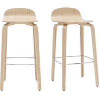 Skandinavischer Barhocker aus Eichenholz H68 cm (2er-Set) OBRA