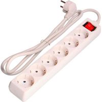 Mehrfachsockel mit 6 Ausgängen t/tl 10/16A Schuko + Schalter 5m 3x1,5mm EDM