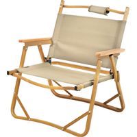 JAWINIO Chaise de camping extérieure en bois pliable avec accoudoirs Chaise pliante Beige
