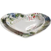 Galbiati set 2 piatti cuore Winter Garden porcellana