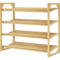 Étagère en bambou, hauteur 15,5 cm, construction à lamelles ventilées, 76 x 33 x 67 cm, aspect bois naturel