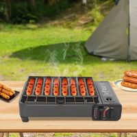 Tragbarer Camping-Gaskocher, Butankocher, Tischgasgrill mit Flammenregulierung und Sicherheitsverriegelung, leicht, für Camping, koreanisches Grillen und Picknicks